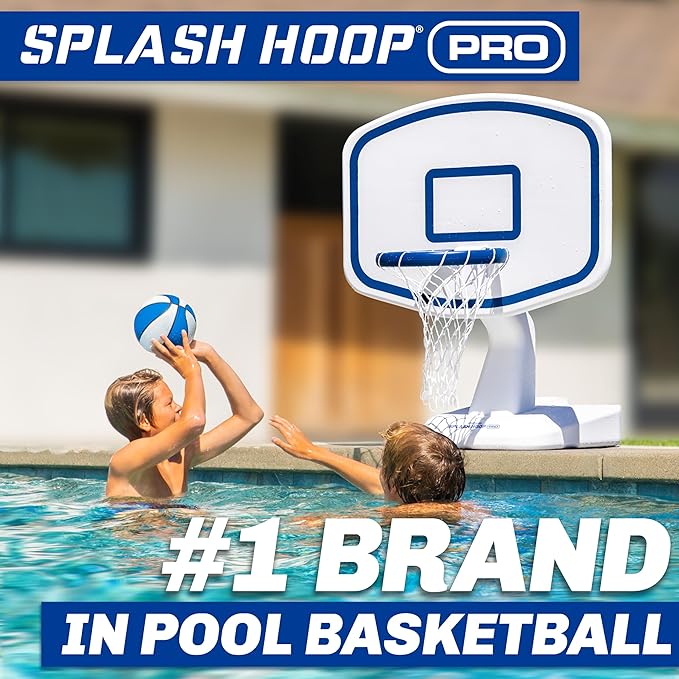 GoSports Splash Hoop Swimming Pool Basketball Game, Includes Poolside Water Basketball Hoop, 2 Balls and Pump – Choose Your Style