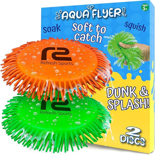 Water Flying Discs for Kids: Soft Sports Disc 2 Pack - Soaks The Target On Impact - Best Swimming Pool Toys & Beach Water Toys - Fun Toy Outdoor Games - Birthday Gifts for Boys & Girls All Ages