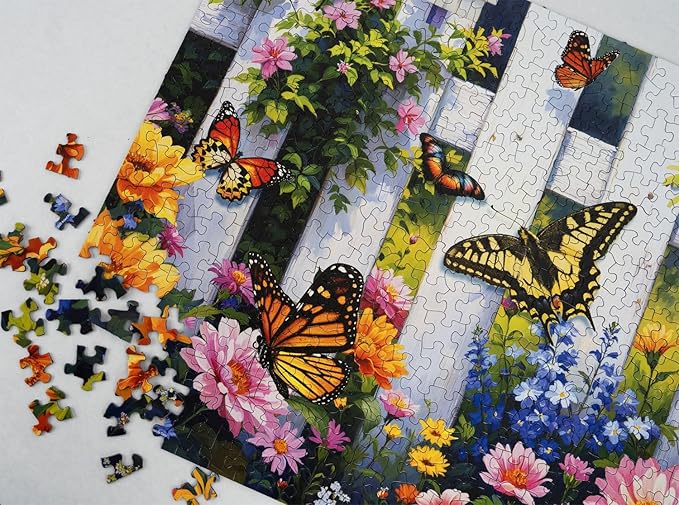 Springbok Butterfly Haven 500 Piece Jigsaw Puzzle for Adults - Colorful Butterfly Garden - Unique Cut Pieces - Made in USA