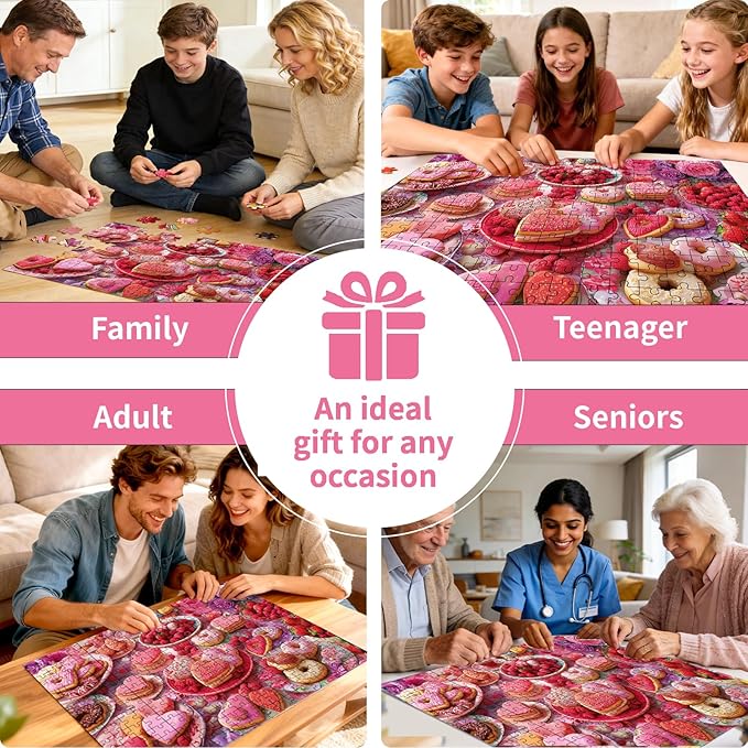 500 Piece Puzzle for Adults – Donuts Dessert Jigsaw Puzzle 500 Pieces for Adults – Interlock Perfectly Letter on Back No Dust, Home Decor Birthday Party Gift Toy for Men Women Elders Seniors