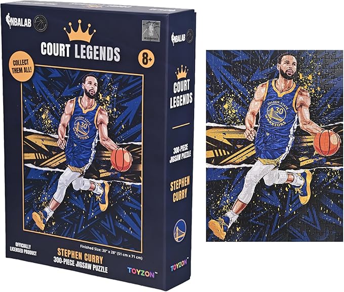 NBA Court Legends 300pc Stephen Curry Jigsaw Puzzle for Kids & Adults, Premium Basketball Puzzle Game, Family Activity, Collector Gift for NBA Fans, Game Room or Home Display