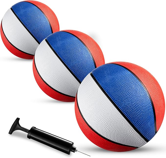 Bedwina Rubber Mini Basketball Balls for Kids 7 Inch, Size 3 Pack of 3 - Pool Basketball for Mini Hoop Outdoor & Indoor