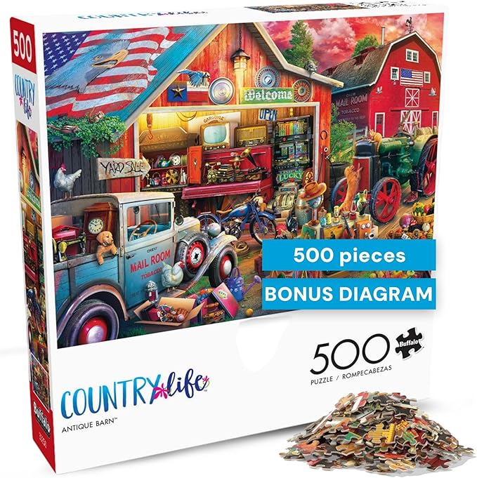 Buffalo Games - Antique Barn - Eduard - 500 Piece Jigsaw Puzzle for Adults - Charming Country Life Scene - Challenging Puzzle Perfect for Game Nights - Finished Size 21.25 x 15.00