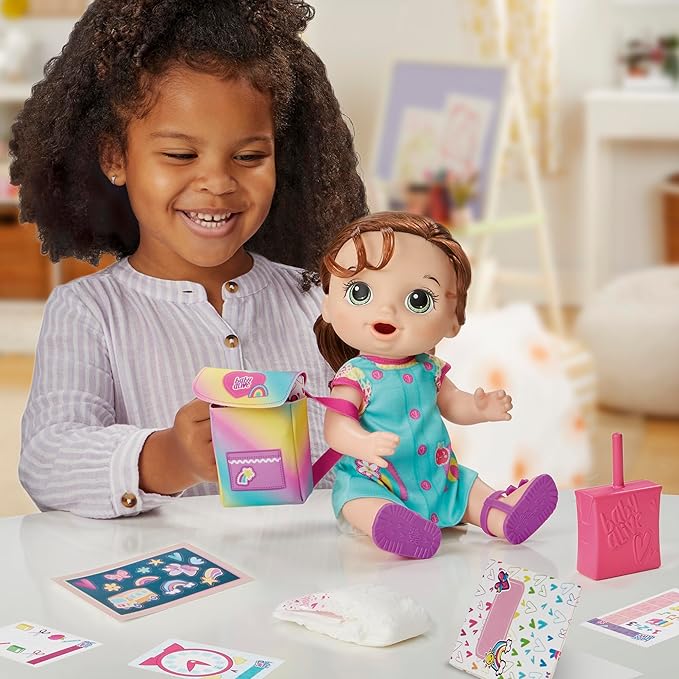 Baby Alive Time for School Baby Doll Set, 12 Inch, Back to School Toys for Girls & Boys, Brown Hair, Preschool Gifts for Kids, Ages 3+ (Amazon Exclusive)