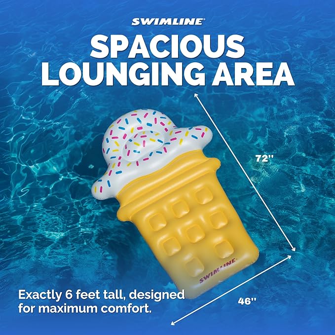 SWIMLINE Inflatable Swimming Pool Float Lounger Raft Fun Mat, Ice Cream Dream, Multicolor