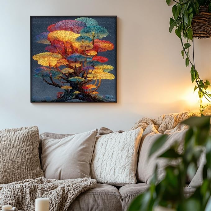 PICKFORU Gradient Mushrooms Jigsaw Puzzles 1000 Pieces for Adults, Colorful Nature Plant Puzzles, Difficult Impossible Art Puzzle
