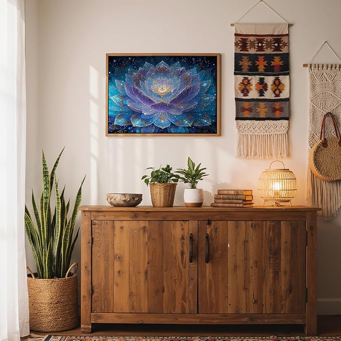 Puzzles for Adults 1000 Pieces, Mandala Lotus Flower Plant, 1000 Piece Puzzle for Adults Seniors, Hard Jigsaw Puzzles for Adult with Letters on Back for Relaxation & Home Decor, 1:1 Poster