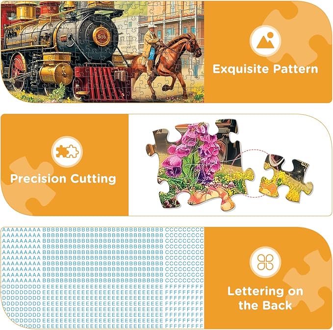 Puzzles for Adults 500 Pieces,Spring Railway Train Puzzle for AdultsTeens,Knight Horse Jigsaw Puzzles for Kids,Recyclable Cardboard Puzzles for Seniors,Challenging Family Game, 20.5 x 15 in
