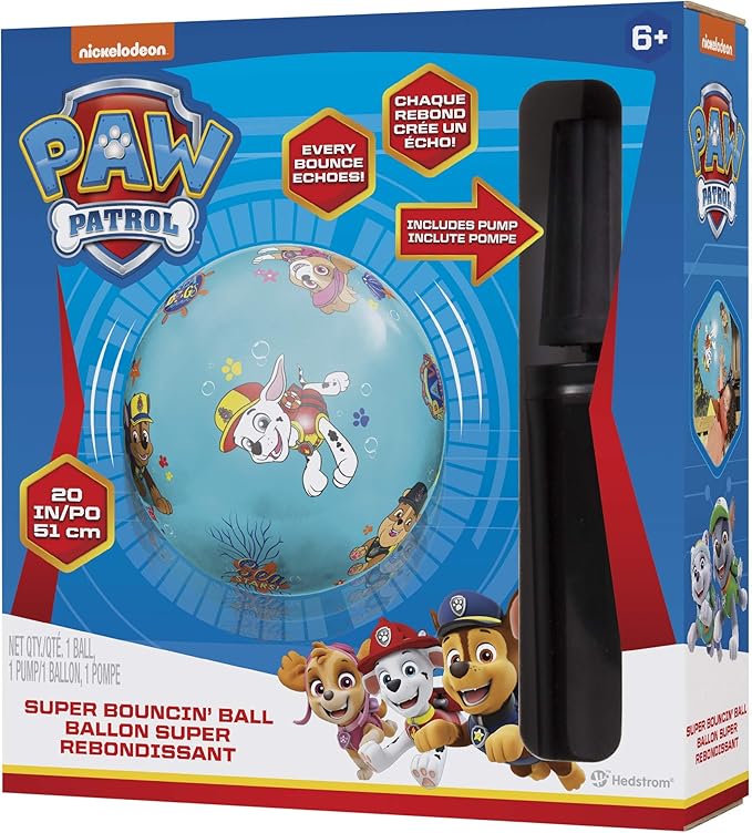 Hedstrom 20 Inch Super Bouncing Ball with Pump, PAW Patrol (54-0704BX)