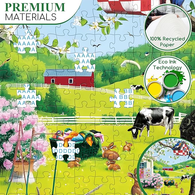 Puzzles for Adults 500 Pieces - Buzy Spring Backyard Jigsaw Puzzle, Farm Quilts Garden Cabin Puzzle, with Birdhouse,Plants and Dog for Teens 14-16, Impossible Puzzle Perfect for Game Nights 20.5x15 in