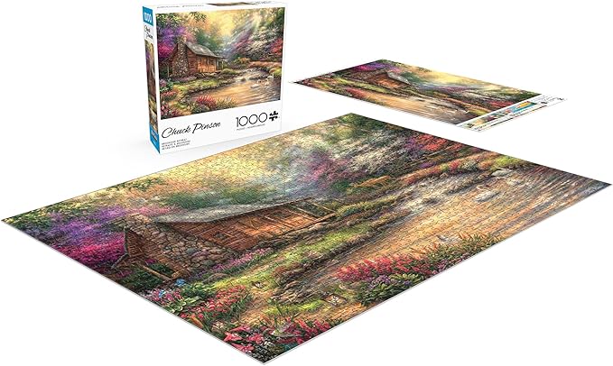 Buffalo Games Jigsaw Puzzles for Adults 1000 Pieces - Chuck Pinson - Brookside Retreat - Hard Adult Puzzle with Reference Poster, Fun, Unique & Challenging for All Abilities, Large 26.75 x 19.75