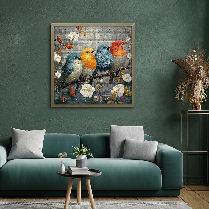 Bird Puzzles for Adults 1000 Pieces, Nature Puzzle with Flowers, Songbirds on Tree Branch Scene Landscape Jigsaw Puzzles, Challenging Puzzles for Adults
