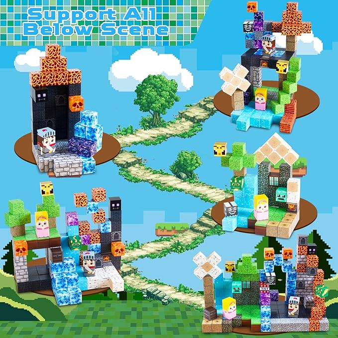 Magnetic Blocks - 150 PCS Build Dark Hell Forest Castle - Magnetic Toys for Montessori Toddler Easter Christmas Birthday Gifts - STEM Sensory Toys for 3 4 5 6 7 8 9 10 Year Old Boys & Girls