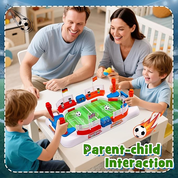 Soccer Board Game for Kids: Mini Foosball Table Game with Figures- Interactive Soccer Gifts Toys for 3 4 5 6 7 8-12 Year Old Boys Indoor Family Party,Perfect Christmas Birthday Gifts for Kids Age 4-10