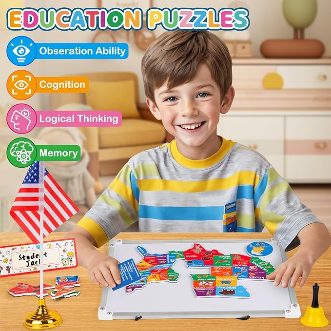 Alritz Pretend Teacher Playset, Role Pretend Play Kids School Toys Kit Include Map, Calendar, White Board Boys Girls Toys, Easter Birthday Gift for Ages 5 6 7 8 9 10 11 12 13+