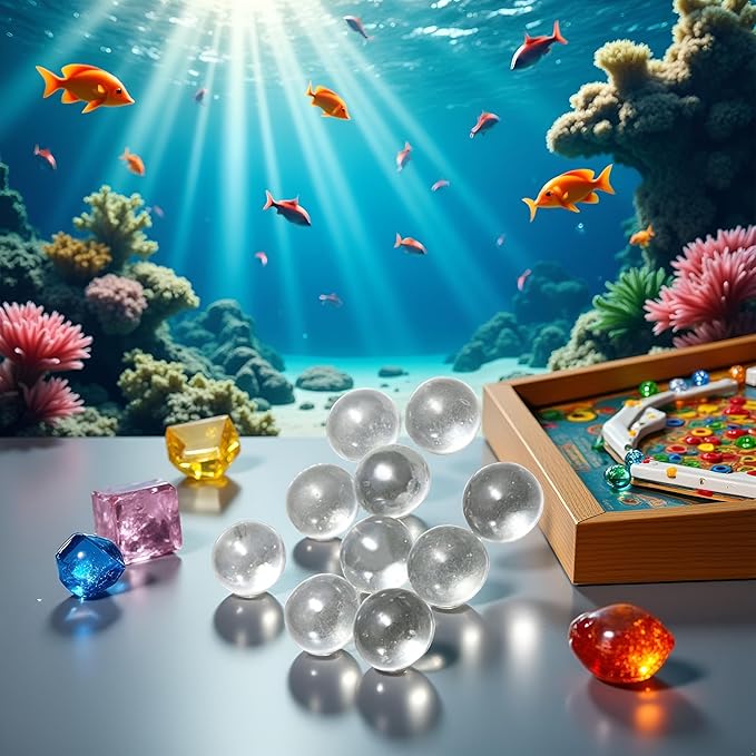 20 Pcs 10mm Clear Glass Marbles Solid Marble Beads Marbles Games Bouncing Ball Pinball Machine for Vase Fish Tank Filler Home Decor, Dice and Marble Games, Sports and Outdoor Play, Decorations