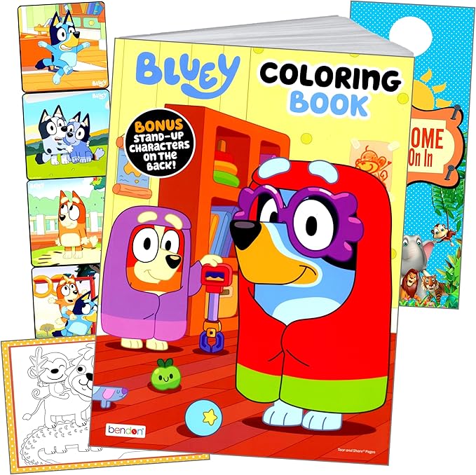 Bendon Bluey Coloring Book and Stickers with Bluey Coloring Book, Reward Sticker Set, and More