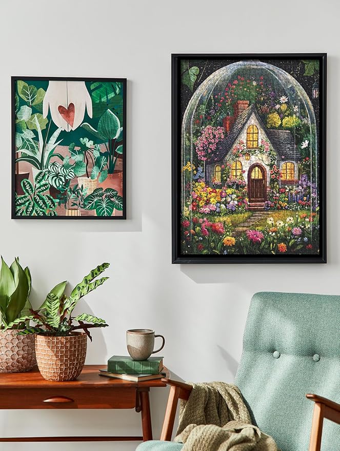 Flower Garden Puzzles for Adults 1000 Pieces Plant, Colorful Art Floral House Jigsaw Puzzles, Beautiful Nature Painting Aesthetic Puzzle