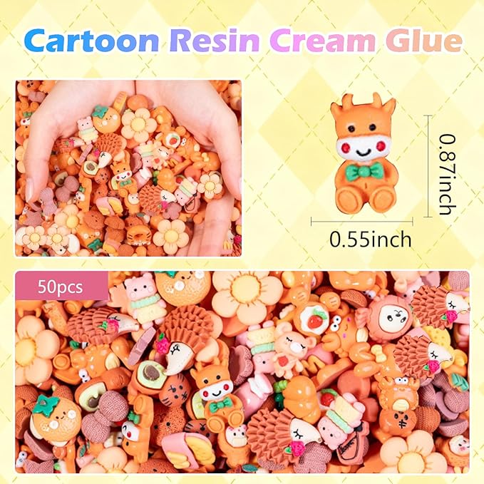 Orange Series 50pcs Mystery Mini Resin Blind Bags – Cute Tiny Figurines for Crafts, DIY Decor, Dollhouse Scenes, Party Favors, Kids’ Surprise Toys