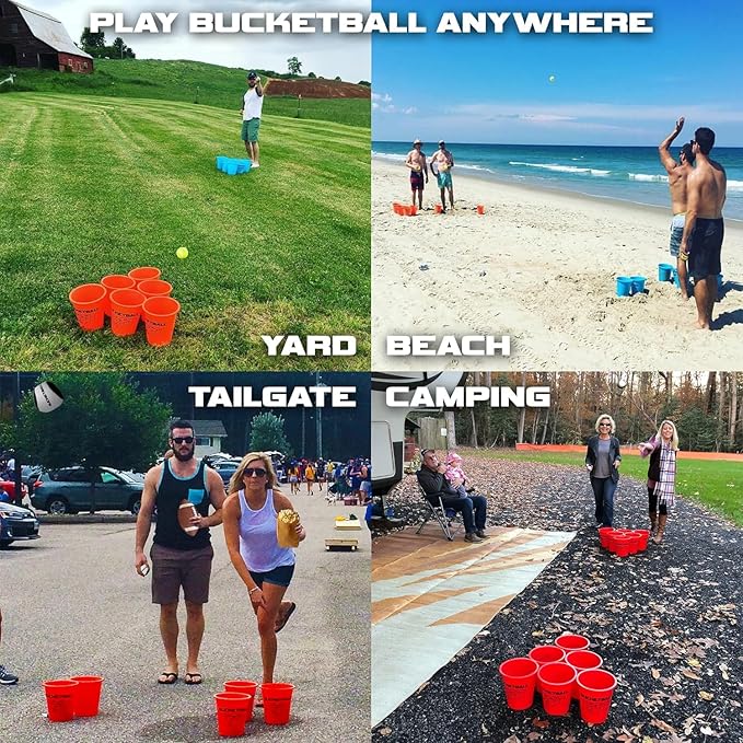 BucketBall | Original, Largest & Most Durable Brand | Supports USA Jobs | Ultimate Outdoor & Tailgate Game | Perfect for Beach, Pool, Lawn, Yard, Camping