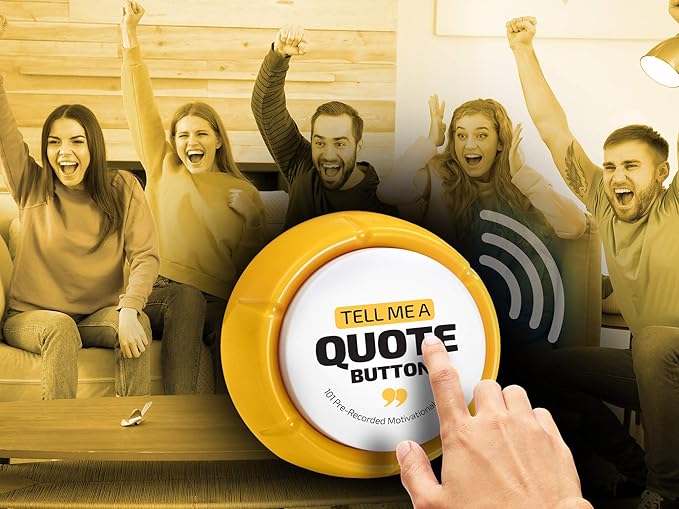 Quote Sound Button | Fully Loaded | 101 Pre-Recorded Motivational Quotes | Positive Thinking Easy, Better Than Affirmation Cards | Fun Novelty Gag Inspirational Gift | Cool Desk Decor Gadget
