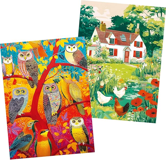 2 Pack 500 Piece Puzzles for Adults,Country Jigsaw Puzzles 500 Pieces,Owl Forest Puzzles for Adults Jigsaw Puzzles Sets Puzzle with Letters on Back Challenging Puzzles Family Game Gift Toy