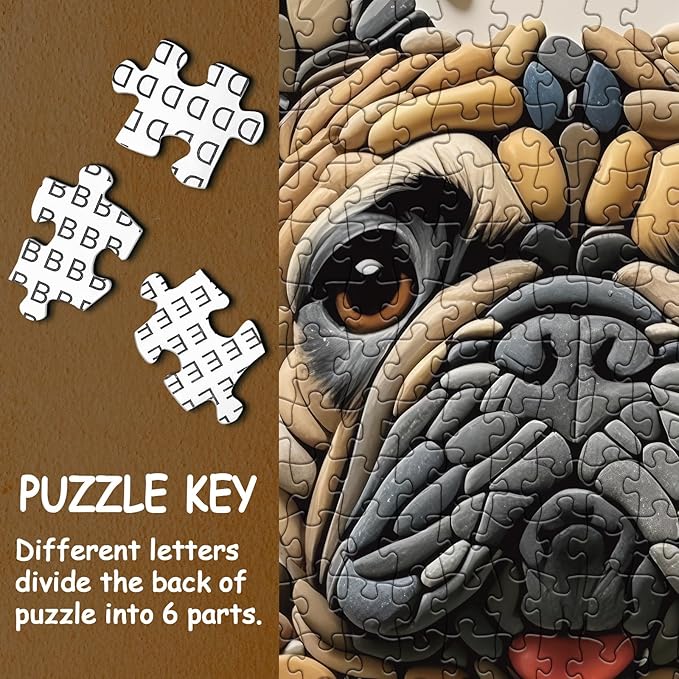 Puppy Unique Puzzle for Adults 1000 Pieces, Dog Art Jigsaw Puzzle, Fall Autumn Rock Stone Puzzle