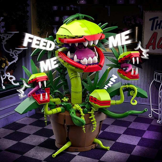 Piranha Plant Audrey 2 Building Blocks Set, Little Shop of Horrors Carnivorous Flower Model with 4 Openable Mouth, Toys Gifts for Kids Adults TV Movie Fans Halloween Christmas Birthday Gift（428PCS）