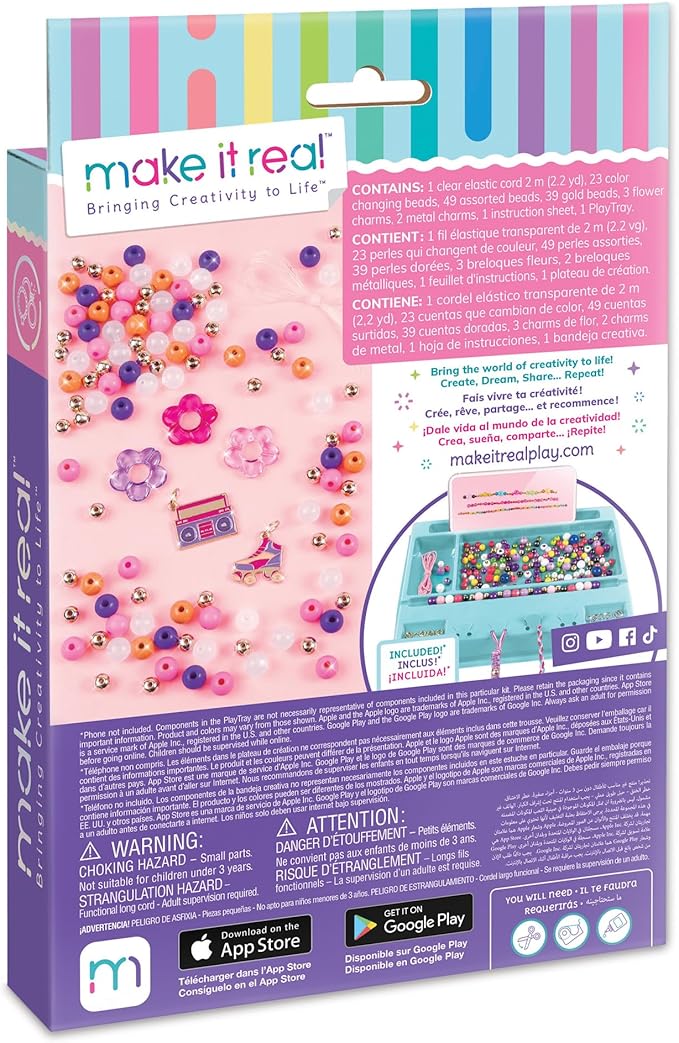Make It Real Color Reveal DIY Bracelets Kit - Transforming Beads Craft Set for Kids
