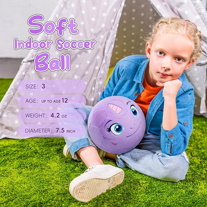 Toddler Toy Soccer Goals for Backyard Indoor with Soft Plush Unicorn Ball, Mini Soccer Nets and Ball Set for Kids(Pump Include)