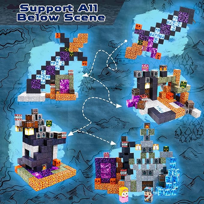 Magnetic Blocks - 150 PCS Build Dark Castle - Magnetic Toys for Montessori Toddler Easter Christmas Birthday Gifts - STEM Sensory Toys for 3 4 5 6 7 8 9 10 Year Old Boys & Girls