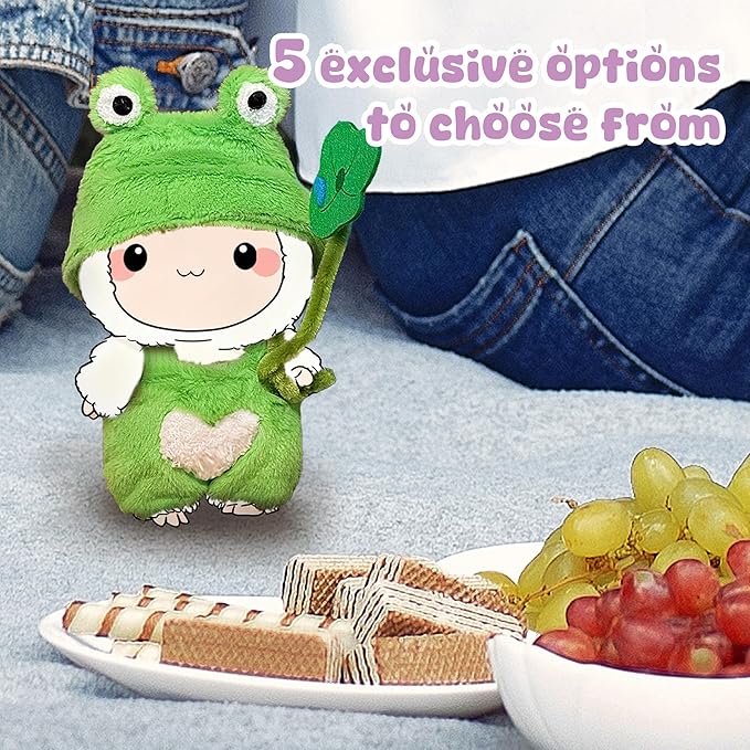 17cm Doll Clothes Set, Funny Frog Doll Outfit Includes Furry Frog Jumpsuit & Hat Cute Costume Animal Themed Accessories for 17cm Toy Figure