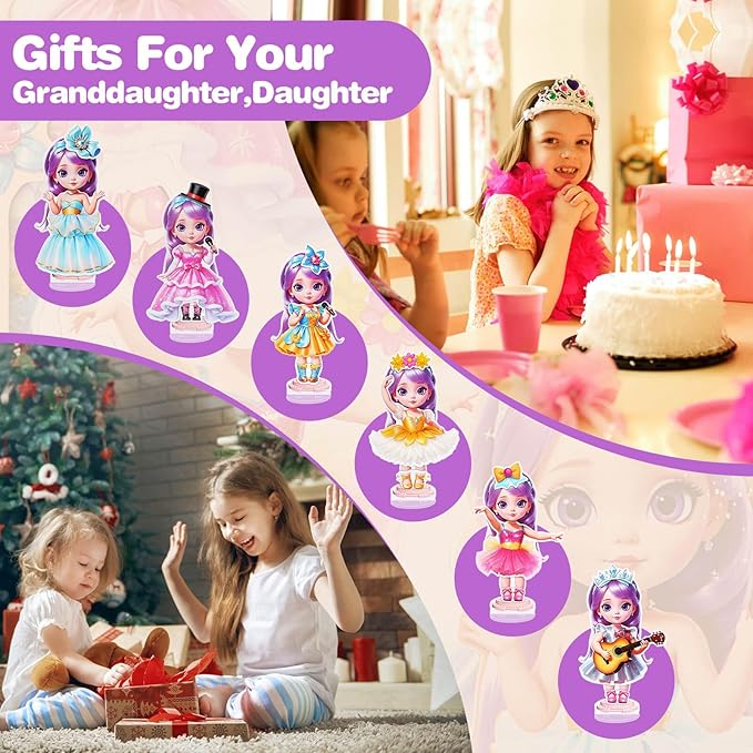 PainZieteg Magnetic Dress Up Dolls,Paper Dolls for Girls Ages 4-10,DIY Princess Magnetic Dress-Up Doll Pretend Play Set, Great for Girl Birthday (Joy)