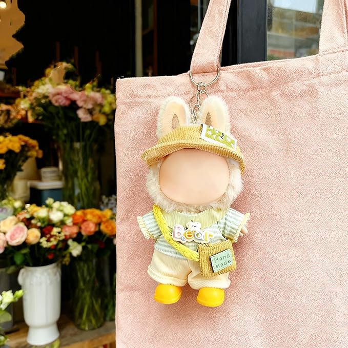 17cm Doll Clothes – 6-Piece Clothing, Hat & Pant & Shirt & Shoes & Glasses & Backpack Set for 17cm Accessories Suit, Stylish Dolls Clothes Accessories, Cute Clothes for Dress up Unique Style (Yellow)