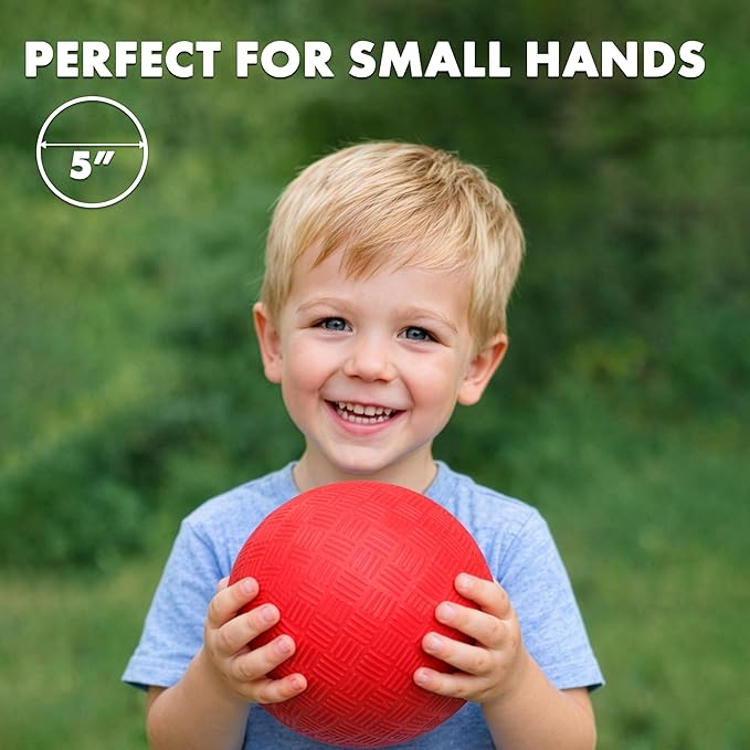 5 Inch Playground Balls for Toddlers and Kids 3 Pack Sports Rubber Outdoor Indoor Ball Gift Toy Soccer Dodgeball Bouncy Inflatable Small Size