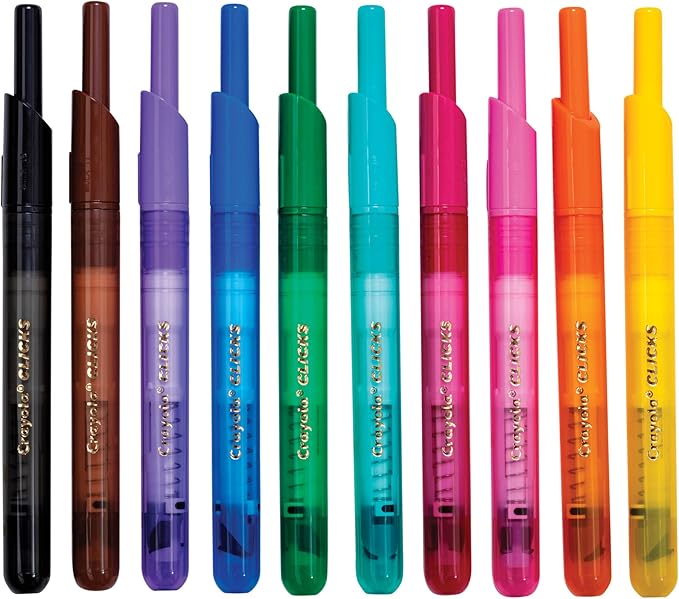 Crayola Clicks Retractable Tip Markers (10ct), Washable Cone Tip Art Marker Set, Easter Basket Stuffer Essentials, Easter Craft Supplies for Coloring Books, Ages 3+