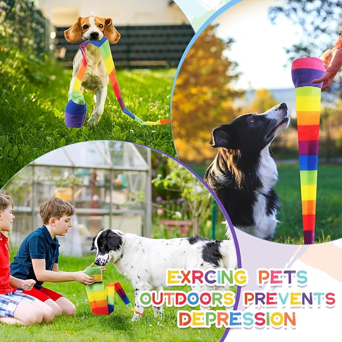 Leyndo 8 Pcs 26 Inch Throw and Catch Balls with Rainbow Tail, Fun Colorful Sports Comet Balls Playground Toys for School Classroom Beach Outdoor Camping Healthy and Fun Games (Mixed Color)
