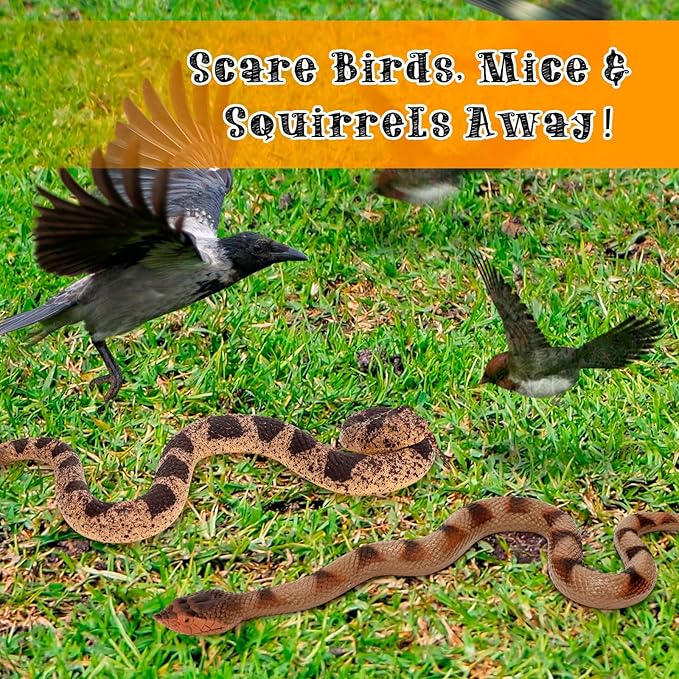 2 Pcs Realistic Snakes Rubber Plastic Snake Prank Snake for Party, Tricking People, Garden Props Decorations, 14in