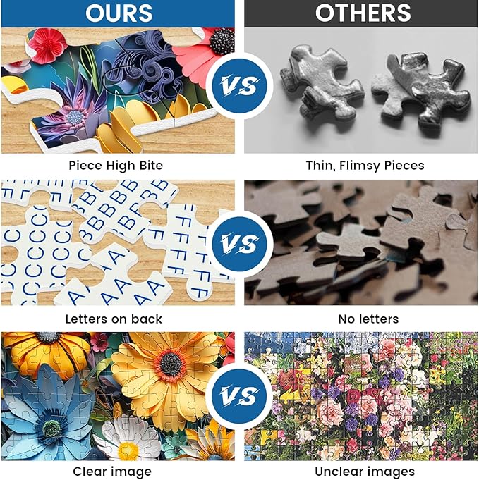 300 Pieces Puzzle for Adults | Colorful Flower Large Piece Puzzle | Recycled Cardboard Puzzles 300 Pieces | Challenging Game Home Decor Birthday Party Gift Toy for Adults Kids Seniors 20.5 * 15 inch