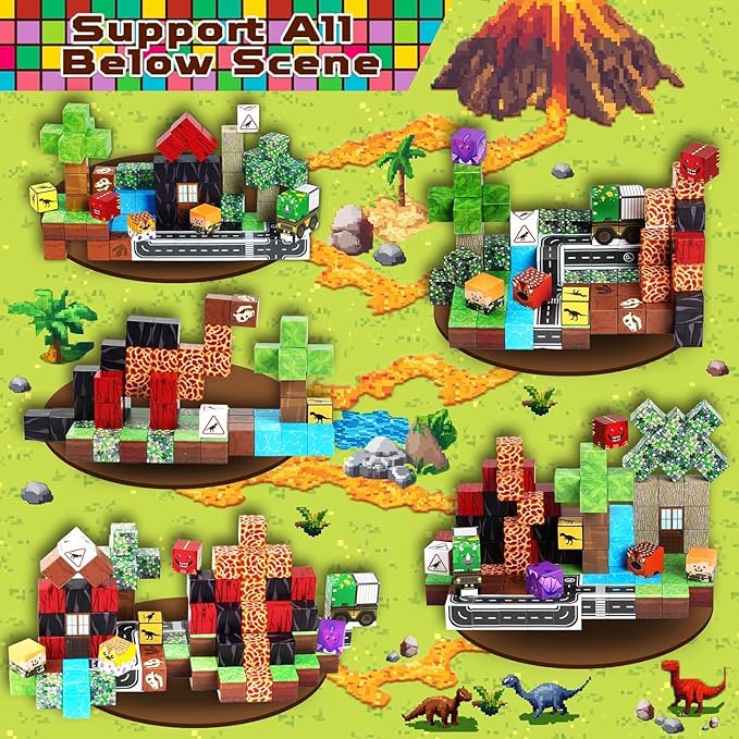 Magnetic Blocks - 100PCS Magnetic Building Blocks, Stacking Magnets for Kids, STEM Learning for Kid, Magnetic Blocks for Kids Ages 4 5 6 7 8 9, Birthday Gifts for 3-10 Years Old Boys Girls