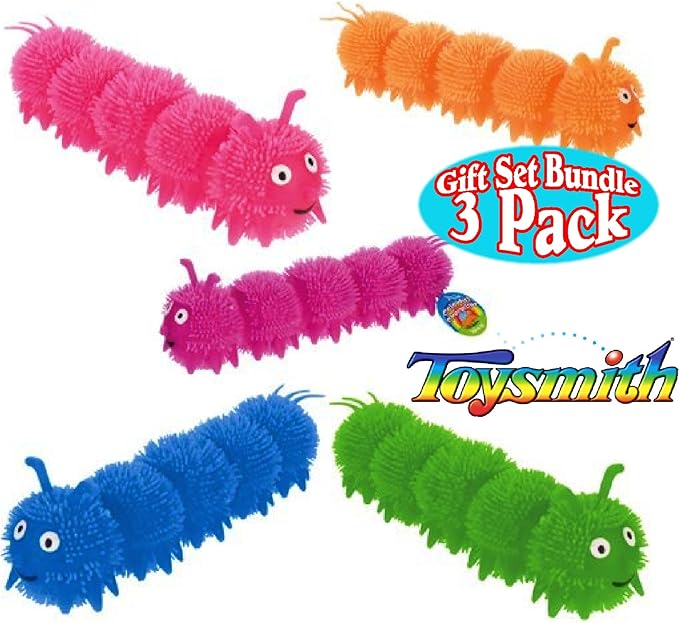 Toysmith Colorful Caterpillar Puffer Ball Party Set Bundle - (Assorted Colors) by Toysmith