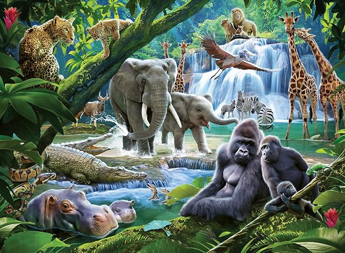 Ravensburger Jungle Animals 100 Piece XXL Jigsaw Puzzle for Kids | Unique Interlocking Pieces | Durable and Glare-Free | FSC-Certified Sustainable Toy