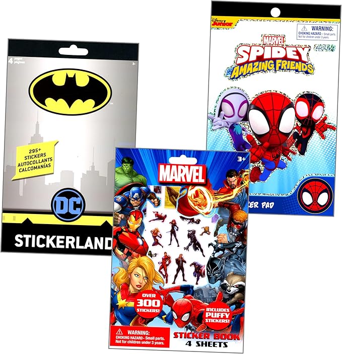Bendon Superhero Coloring Book and Stickers Activity Set Featuring Batman, Avengers, and Spidey Includes Coloring Books, Stickers, Reward Sticker Set and More (Super Hero Coloring Book Set)