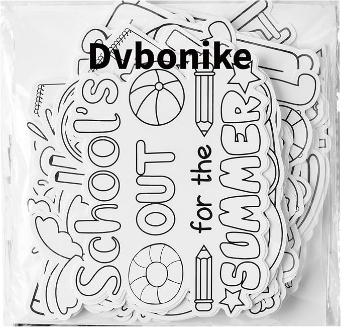 Dvbonike 30 Packs Summer End of The School Year Coloring Craft Kit with Magnet - Color Your Own Beach Magnets Card Set DIY Fridge Refrigerator Decor Home Party Gift Classroom Art Activity Supplies
