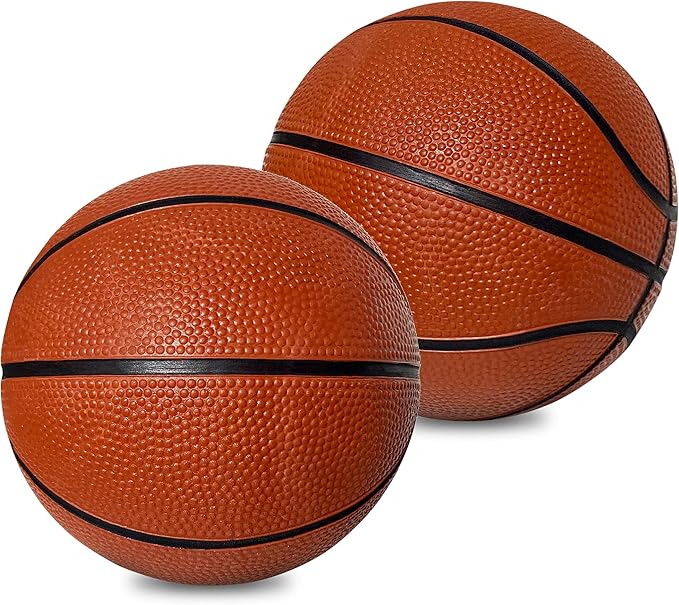 Botabee 5" Rubber Mini Basketballs (2-Pack) - Realistic Bounce and Grip for Indoor and Outdoor Play - Small Basketball for Kids - Durable and Fun, Perfect for Mini Hoops