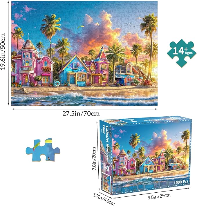 Jigsaw Puzzles for Adults 1000 Pieces, Interlock Perfectly No Dust, Impossible Difficult Hard Fun 1000 Piece Jigsaw Puzzles for Adults-1:1 Poster-Romantic Beach