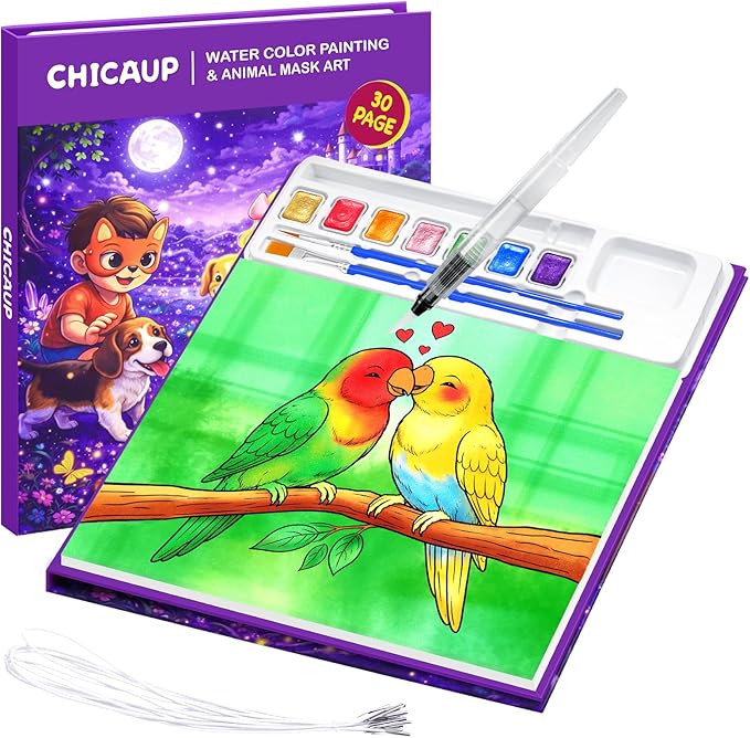 Paint with Water Coloring Books for Kids, Mess Free Watercolor Painting Kit with Animal Mask, Painting Activity for Kids Ages 3-5 4-8, Arts Crafts Drawing Gift Toy for Boy Girl