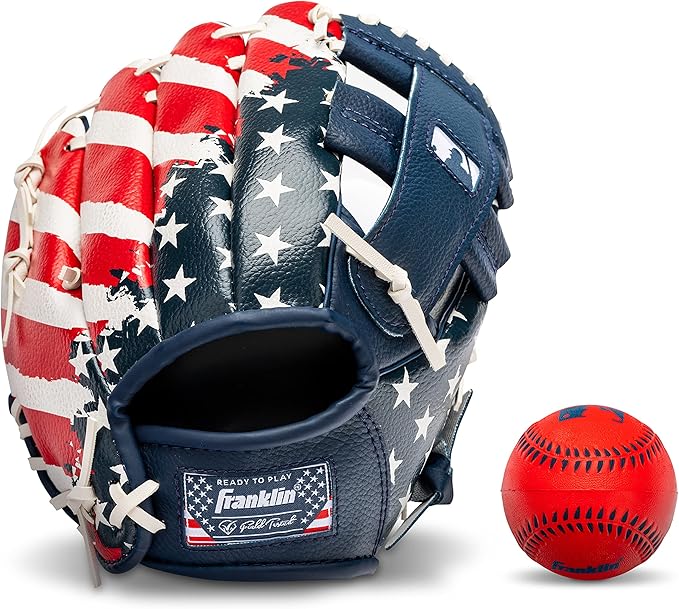 Franklin Sports Kids Baseball Gloves - RTP Youth Teeball Glove + Ball Set - Boys + Girls Teeball Mitt - Kids + Toddlers - 9.5"