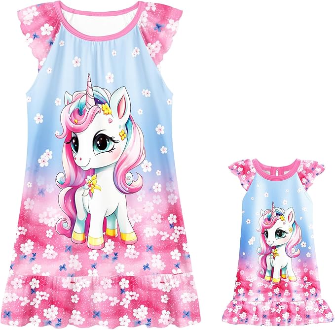 LQSZ Doll and Girl Matching Nightgown Outfit Pajamas Nightie Nightgown for Girls and Dolls Clothes