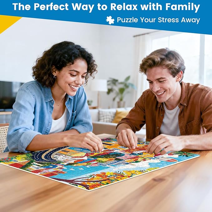 500 Pieces Puzzle for Adult,Fun Colorful Town Building Jigsaw Puzzle for Adults Seniors,Unique Landscape Lover Puzzle,Challenging Family Activity Games Gifts for Family, Friends, Men, Women,20.5*15 In